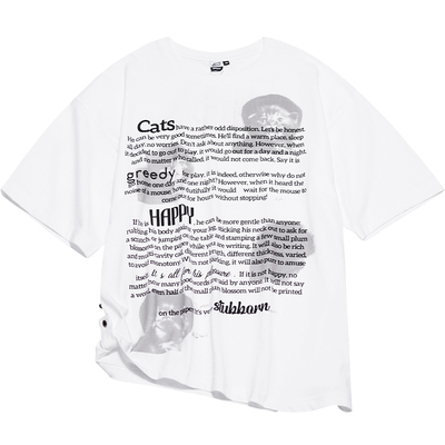 STILLYOU趣味小猫咪字母印花T恤