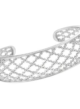 镂空网格纹素圈手镯轻奢女