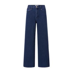 VGRASS维格娜丝秋季新款舒适棉感轻牛仔休闲长裤高腰微弹阔腿裤女