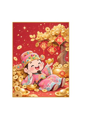 金币发财树财神钻石贴画招财进宝