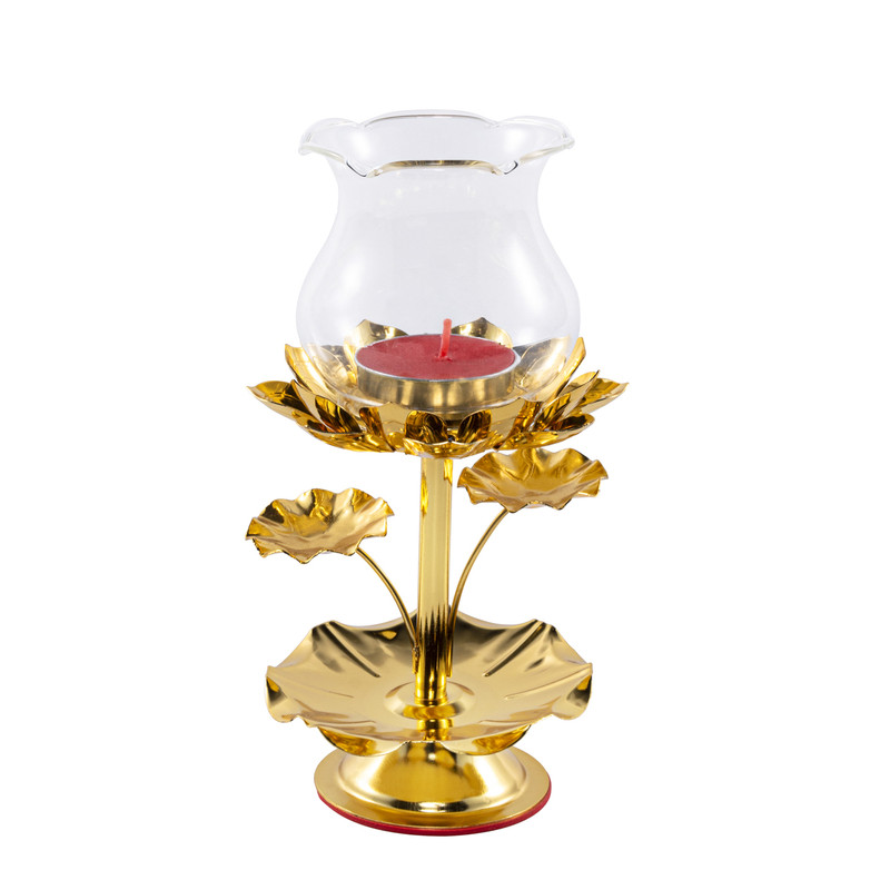 中式合金莲花烛台酥油灯灯座
