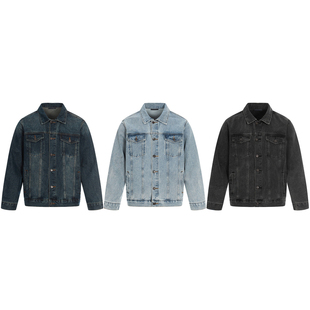 BurnBro美式复古街头牛仔外套男女基础款cleanfit翻领夹克外套潮