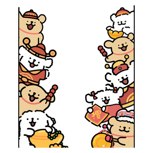 2026小狗敲锣喜迎新春卡通可爱萌趣装饰马年新年节日橱窗静电贴纸