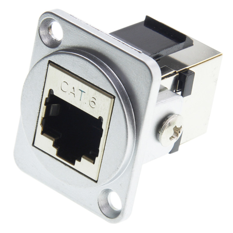 DK-RJ45-6S 六类千兆双通金属屏蔽6A万兆网络机柜卡农面板D型插座