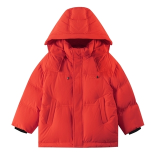 男童冬装短款红色新年羽绒服2026新款儿童冬季潮牌加厚拜年服外套