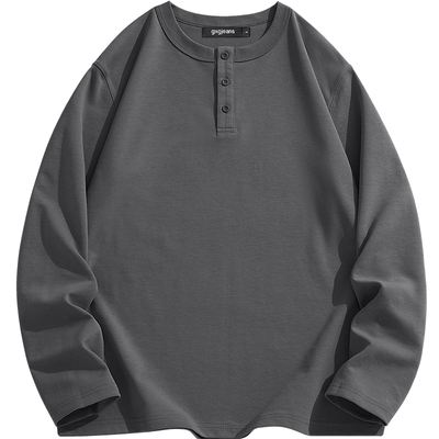 gxg.jeans男装 多色基础纯色亨利领长袖T恤男生上衣内搭 25秋新品