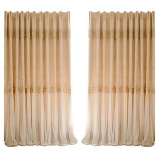 法式复古双层蕾丝遮光窗帘2026年新款客厅现代简约轻奢卧室高级感