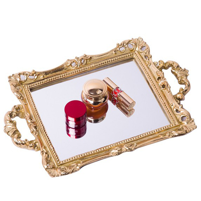 金色双耳化妆品口蛋糕盘甜品托盘