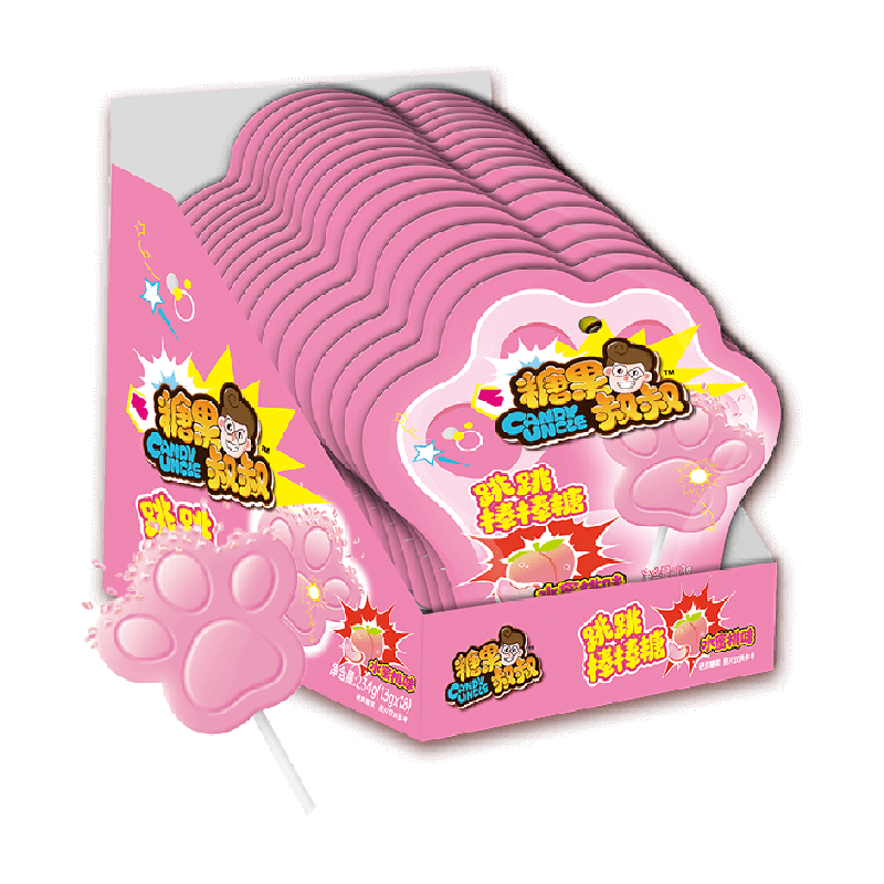 糖果叔叔跳跳棒棒糖水蜜桃味爆炸糖童年怀旧儿童糖果小零食喜糖