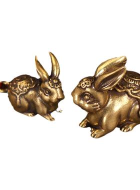 纯铜十二生肖兔钥匙扣挂件吉祥物