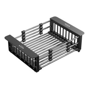 316不锈钢沥水篮家用水槽可伸缩沥水架水池置物架厨房洗碗池收纳