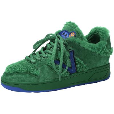 冬季新款绿色羊毛透气时尚运动鞋