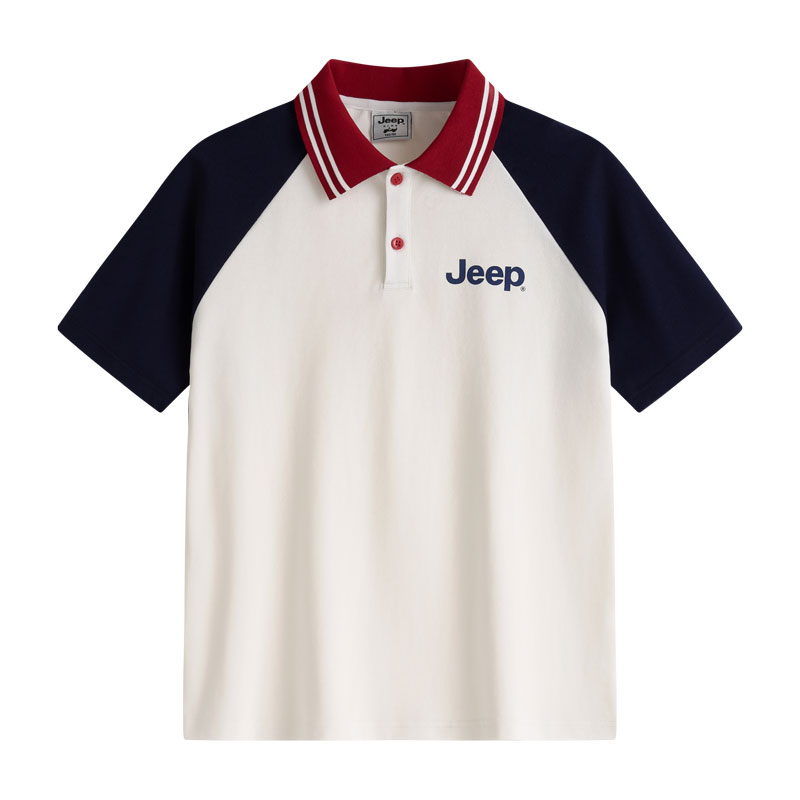 Jeep吉普男童短袖t恤透气学院风儿童polo衫上衣青少年休闲夏装