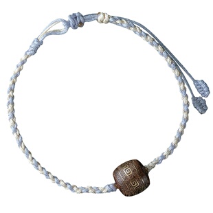 越南芽庄绿奇楠沉香珠手链原创设计沉香木镶银回纹珠文玩手绳手串