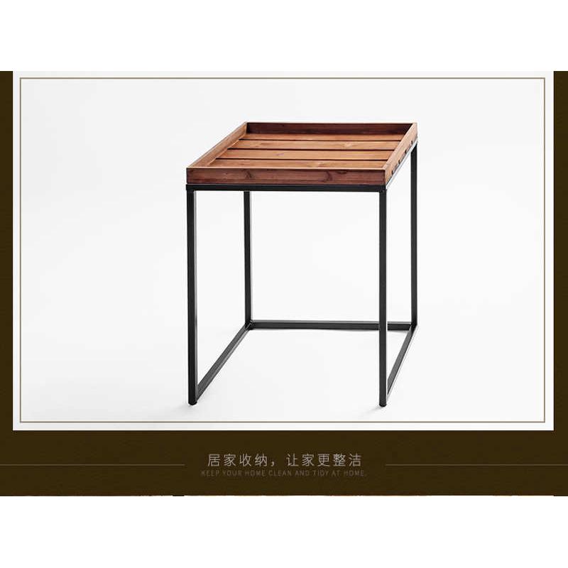 复古铁艺实木角几创意家居边几办公室阳台庭院大小组合茶几茶桌子