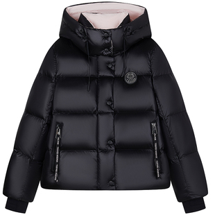 【赵露思同款】TeenieWeenie小熊女连帽羽绒服25冬极光黑金鹅绒服