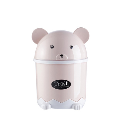 豪丰卡通熊猫桌面家用翻盖垃圾桶