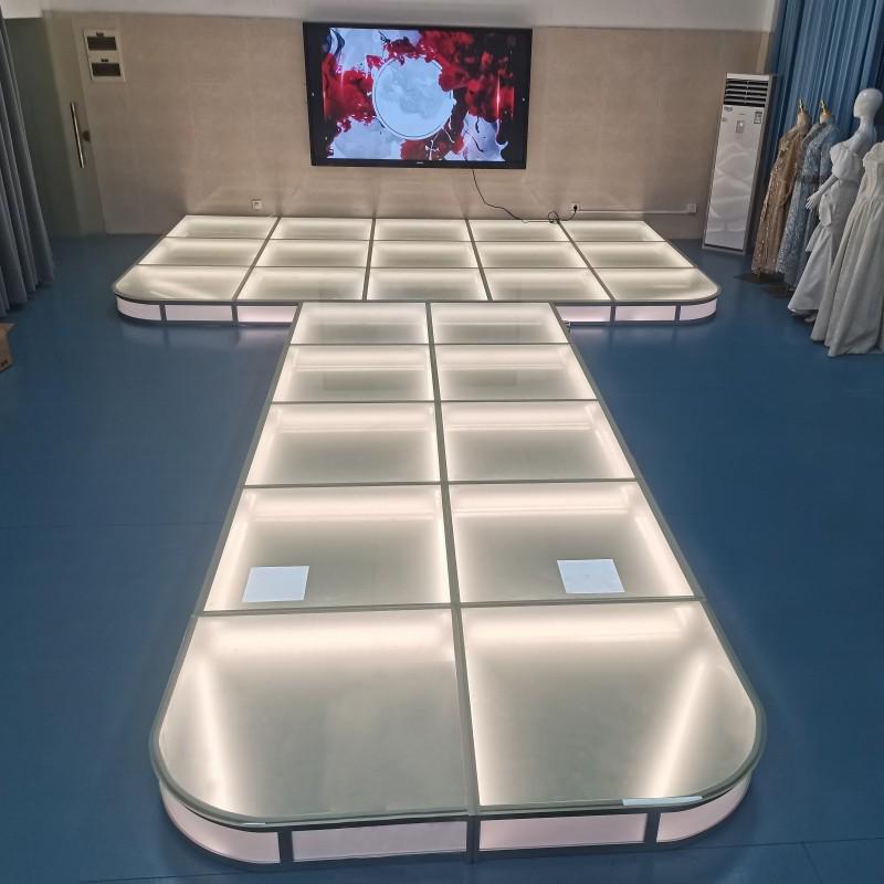 玻璃舞台钢化玻璃T台汽车展台活动舞台铝合金地台展架桁架婚庆T台