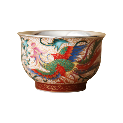 纯银时代彩凤瓷包银杯高端主人杯