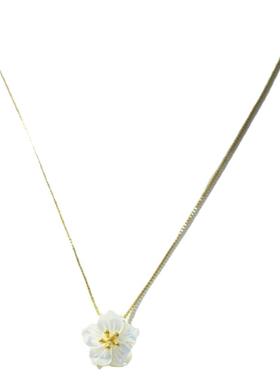 轻奢小众白色贝壳花卉吊坠项链