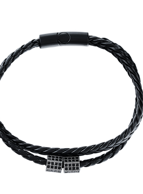 钛钢皮质磁吸扣男士手链复古百搭