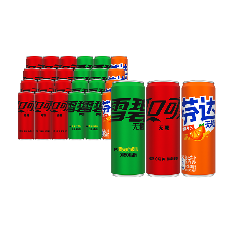 可口可乐+雪碧+芬达无糖碳酸饮料