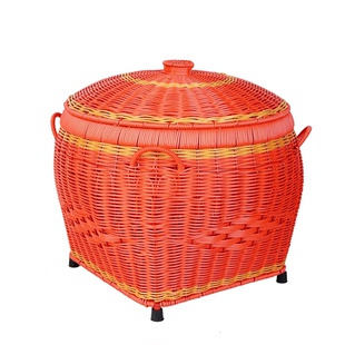 仿藤编喜庆箩筐大号结婚嫁妆订婚满月进新房箩担拜神筐手工编织筐