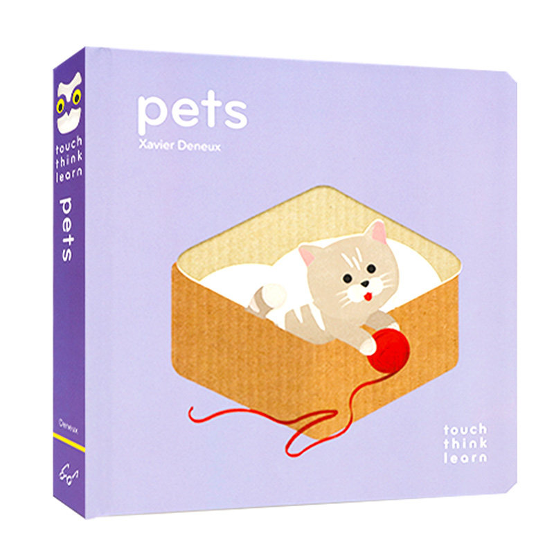 触摸启蒙绘本 宠物 英文原版 Touch Think Learn Pets 婴幼儿触觉感官训练书 亲子互动 宝宝早教认知宠物图画书 进口低幼益智读物