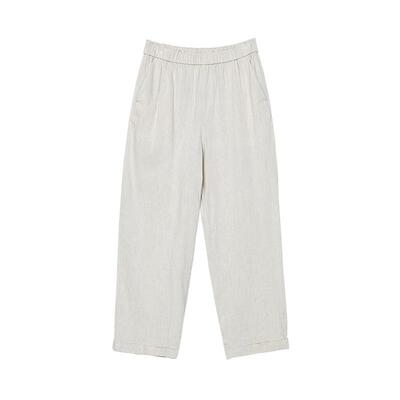 易菲麻感小脚九分裤锥形裤