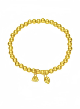 金包银古法黄金莲蓬转运手链