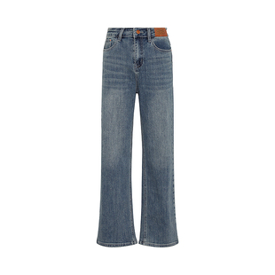 Petit Bari女士复古修身显瘦柔软舒适微喇牛仔裤 遮腿型显腿直