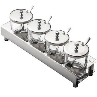 井柚304不锈钢调料盒 家用厨房调味瓶罐盐罐调味罐厨房作料盒