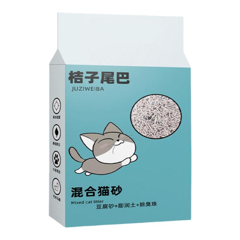 桔子尾巴混合猫砂6L结团块