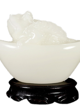 锦玉秀美玉祝福现代客厅玉雕金蟾