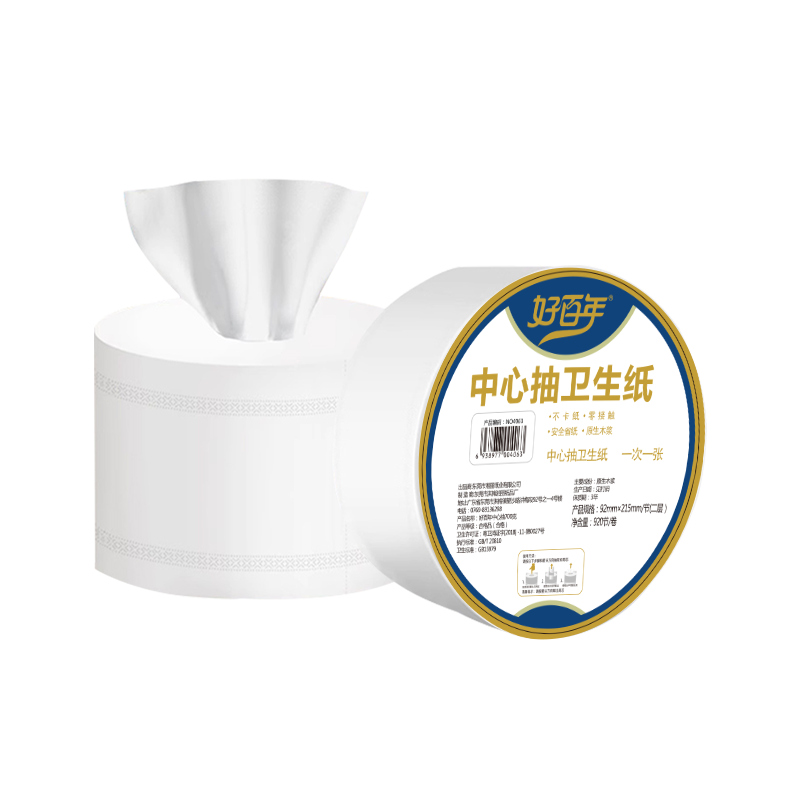 好百年中心抽大盘卷纸700gX12卷