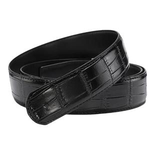 不带头皮带男黑色真皮鹰头鳄鱼纹牛皮豹头无头带身腰带适用史蒂芬