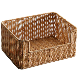 Kens桌面书本文具收纳盒办公室置物架抽屉书桌整理神器欧式仿藤编