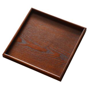日式方形托盘茶盘 木质茶水杯托 平餐盘四方小果盘大号正方形木盘