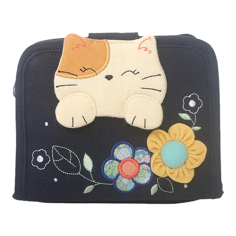 Kine猫布艺女卡通多功能短款钱包