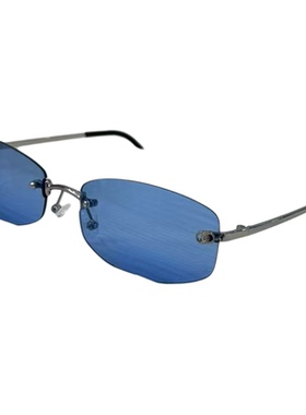 无边框蓝片眼镜女jennie同款墨镜