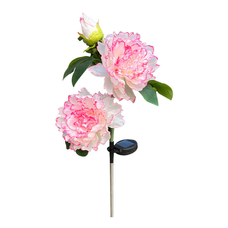 太阳能牡丹花七彩变色光纤芦苇灯