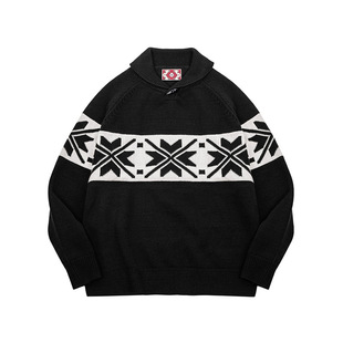 MRA男装 费尔岛毛衣青果领冰岛针织衫纳瓦霍提雪花仿羊绒衫保暖冬