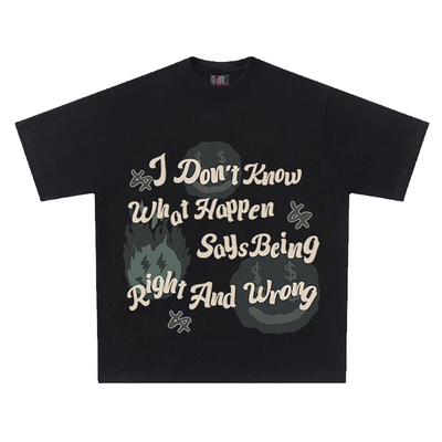 Right And wrong 美式复古短袖印花欧美字母宽松圆领T恤潮牌