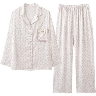 马克公主冰丝长袖睡衣女款春夏韩系碎花甜美2026巨好看早春家居服