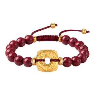 iSTONE/石头记紫金砂三合太岁币手串女马本命年朱砂招财新年礼物