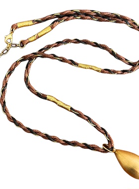 手工棉绳编织鎏金厚镀大号水滴吊坠项链毛衣链复古风高级感小众女