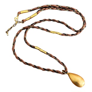 手工棉绳编织鎏金厚镀大号水滴吊坠项链毛衣链复古风高级感小众女