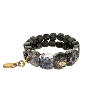 原创小众设计天然珊瑚石手排手链女 个性百搭水墨意境手饰手串男