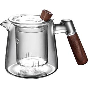 高硼硅玻璃泡茶壶木把茶水分离过滤红茶花茶壶电陶炉煮茶壶小茶具