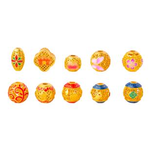 s925银古法黄金色珐琅彩烧蓝蝴蝶隔珠转运珠diy手工手链饰品配件